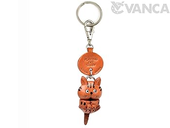 Amazon.co.jp: とらねこ ぶらぶら 本革製 猫 キーホルダー